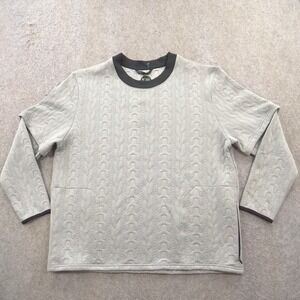 Dyne Sweatshirt Mens 2XL XXL Gray Pullover Quilted Crew Logo Fleece Roebling New